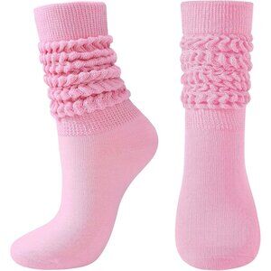 ⚡Women Pink Slouch Socks Scrunch Knee High Slouchy Socks